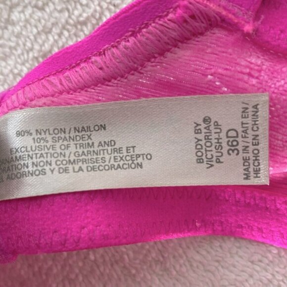Victorias Secret Hot Pink Lace Body By Victoria Push Up Bra 36D - Picture 6 of 12